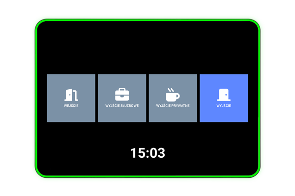 Ekran czytnika RCPunkt z interfejsem użytkownika